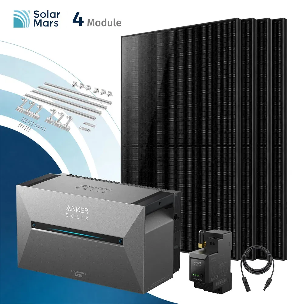 Anker SOLIX Solarbank 3 E2700 Pro Balkonkraftwerk Speicher mit 500Wp Solarmodul und MC4 Solarkabel Set - 2000Wp ‚Äì 4 Module üî• / Ohne Erweiterungsakku / Ziegeldach