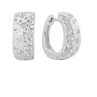 ROUGEMONT Paar Creolen Funkelnde Damen Creolen Ohrringe 925 Silber 18K Gold, Echtschmuck silberfarben