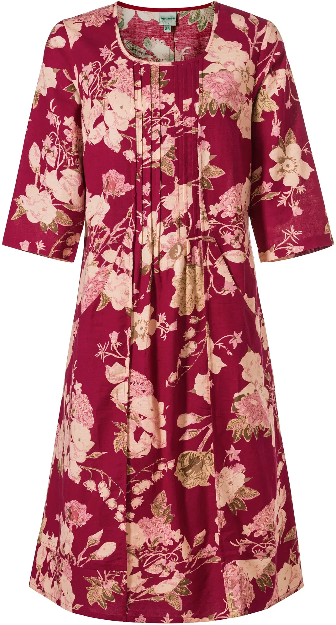 Baumwoll-Mix-Kleid, Druck dunkelrot, 44