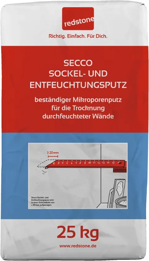 redstone Secco Sockel- und Entfeuchtungsputz - 25kg