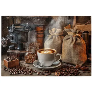 Vextrovia Eine warme Tasse Kaffee, Puzzles für Erwachsene 1000 Teile, Holzpuzzle für Erwachsene, Vintage Kaffee Themed Holzpuzzle zum Stressabbau bei der Arbeit, Puzzle für Kaffeeliebhaber