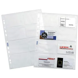 Favorit 100460081 Universal-Lochtaschen für Visitenkarten, Innenformat 9,4 x 6,3 x 8 cm, glatte transparente Oberfläche, 8 Taschen mit Öffnung oben, 10 Stück