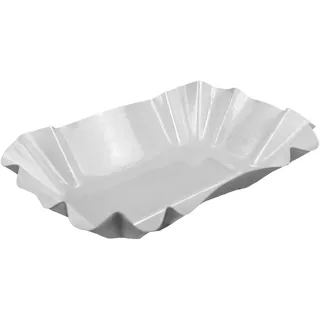 Gastro-Bedarf-Gutheil 50 Weiße einweg Pappschalen Pappschüsseln für z.B Currywurst und Pommes Pappteller 9x14x3cm Beschichtet