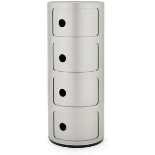 Kartell Componibili, 4 Elements, Silber, Runde Basis