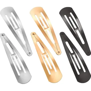 Miss-shop Haarspangen für Kinder und Frauen, 30 Metall Snap Haarspangen, 8 cm, Gold, Silber, Schwarz, Klassisch, Einfarbig, Schnappverschluss, Frauen und Mädchen