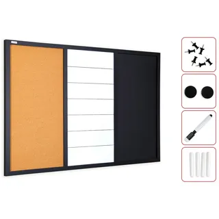 ALLboards 3-in-1-Kombitafel: Whiteboard, Kreidetafel magneitsch, Kork 90×60 cm + Zubehör