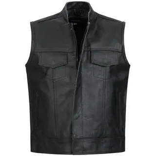 PAULGOS Lederweste Biker Kutte Clubweste Chopper Weste 100% Echtleder BW4 schwarz - Gr.: XL