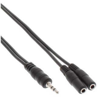 InLine Klinken Y-Kabel, 3,5mm Klinke Stecker an 2x 3,5mm Klinke Buchse, Stereo, 1m