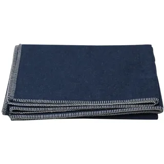Decke aus Baumwolle 140 x 200 cm Kuscheldecke mit Zierstich weich, Marine