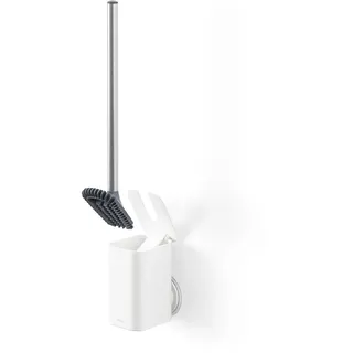 Umbra Toilettenbürste mit Halterung zum Kleben für Wand-und Bodenanbringung, Gummi, Weiss, Einheitsgröße