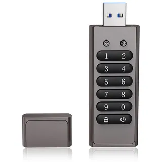 Sunydog 32GB 256-Bit verschlüsseltes USB-Laufwerk Passwort Sicheres Flash-Laufwerk USB3.0 U Disk-Unterstützung Reset/Wipe/Auto Lock-Funktion, Grau