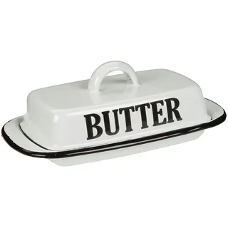 Ambiente Haus Butterdose aus Emaille in Antikweiß«, weiß