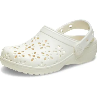 Crocs Classic Floral Cut Out T Clog, Chalk, 23/24