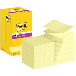 Post-it Post-it® Super Sticky Z-Notes Haftnotizen extrastark R33012SY gelb, 12 Blöcke