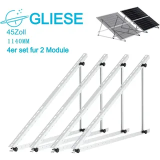 4x 1140mm Balkonkraftwerk Halterung (45 Zoll) Solarmodul Halterung Winkel Einstellbar 0-90° für Flachdach Garten Camping Wohnmobil