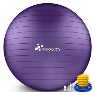 TRESKO Gymnastikball Anti-Burst groß, - 85cm, mit Pumpe, lila