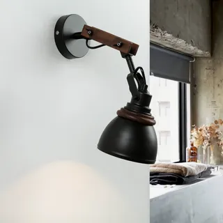 Licht-Erlebnisse Wandlampe Holz Metall E14 Retro Design