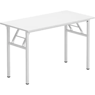 Konferenztisch, Klapptisch 100x60 cm, Schreibtisch, Robust Metallrahmen, Weiß