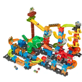 Vtech Marble Rush - Dino Adventures Magnetic Set XL400 E – Interaktive Murmelbahn mit spannenden Bahnelementen und verschiedenen Aufbaumöglichkeiten – Für Kinder von 4-12 Jahren