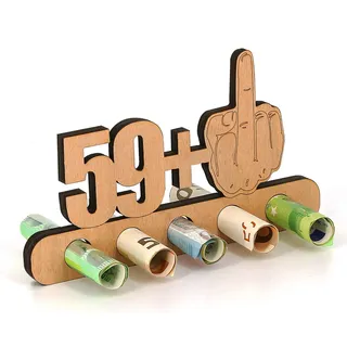 Giftota - Originelle Lustig 60. Geburtstag Geldgeschenk Holz - 59 + 1 - Geschenk zum 60.Geburtstag - Geburtstag Jubiläum - Geschenke aus Holz - Geschenke für Freunde, Familie