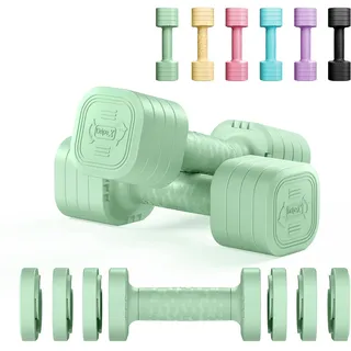 Dripex Hanteln Set 2,5kgx2 und 5kgx2 oder 7,5kgx2, Verstellbare 6 Hantelplatten mit Einem Gewicht von 0,25 kg oder 0,5 kg oder 0,75 kg für Frauen und Männer für Home Gym Viereck 2 x 2,5 kg - Grasgrün