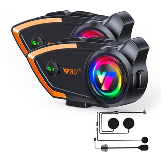 Motorrad Intercom Headset Motorrad Helm Bluetooth Headset 500m 2 Fahrer Intercom Headset mit CVC Geräusch Sound Qualität Lautsprecher Kommunikationssysteme Motorrad Reiten/Schneemobil/Radfahren/Sport