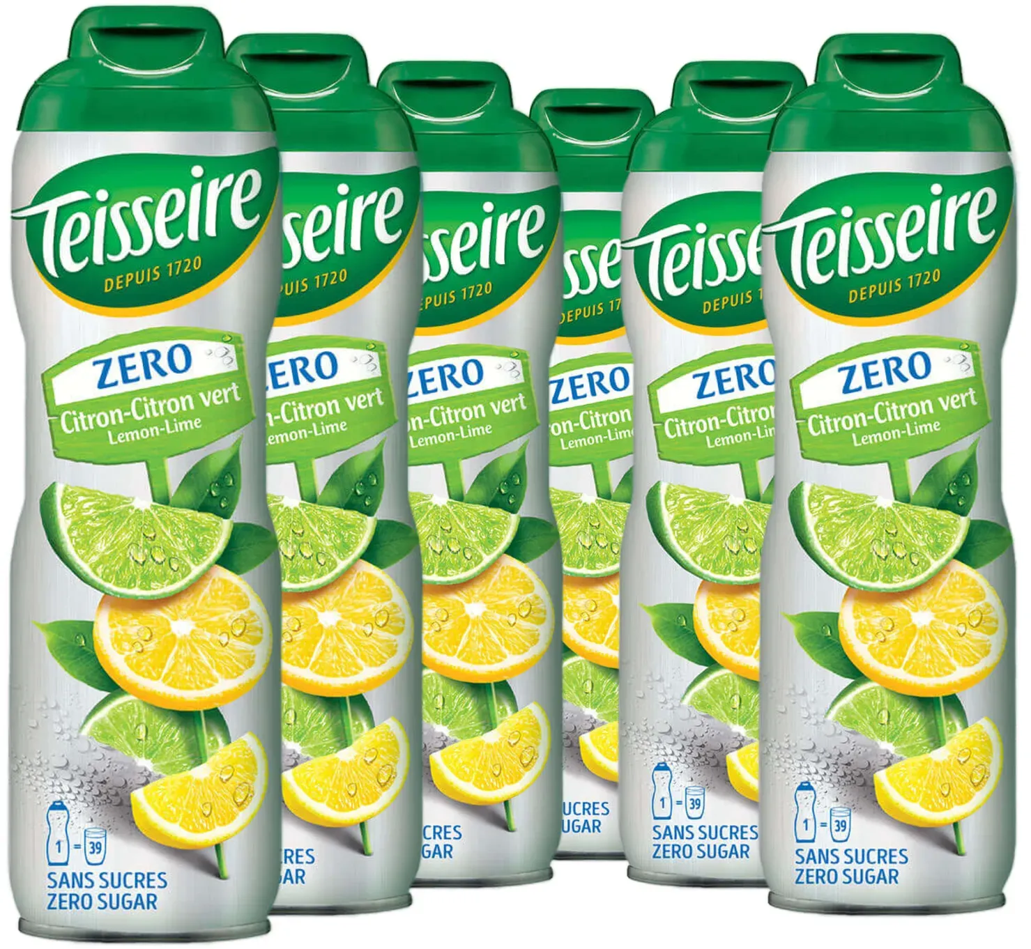 6 × Teisseire Zero Sirup Zitrone-Limette 600ml