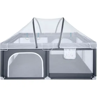 Onvaya ONVAYA® Laufgitter mit Insektenschutznetz | Laufstall für Babys | 120 x 160 cm | Schutzgitter für Kinder | Rechteckiges Krabbelgitter | Absperrg...