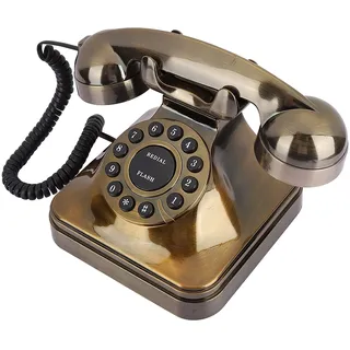 Yctze Antikes Telefon - WX-3011# Vintage Landline Telefon in Antik Bronze, Desktop Anrufer für Zuhause und Büro