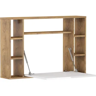 BIM Furniture Klappbares Schreibtisch-Hängeregal Muse burgunder eiche / weiß glänzend