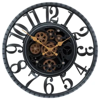 eYotto 40cm Vintage Wanduhr Groß mit Beweglichen Zahnrädern, Industrial Steampunk Retro Arabische Zahlen Silent Wanduhr für Küche Wohnzimmer Bar Bauernhaus Dekor