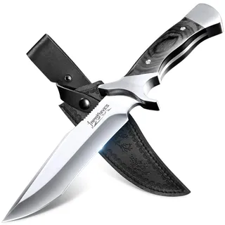 Japaknives Outdoor Messer Survival Scharf Feststehende Klinge Full Tang Bushcraft Messer mit Lederscheide für Männer Camping Jagd Wandern Abenteuer