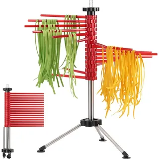 Navaris Nudeltrockner Nudelständer - Nudelständer zum Trocknen von Pasta zusammenklappbar - Nudel Trockenständer frische Nudeln - Pastatrockner ... Rot