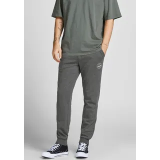 JACK & JONES "JPSTGORDON Jogpants mit Kordelzug und bequemem Schnitt", Herren, Gr. XS, N-Gr, grau (dunkelgrau melange), angeraute Sweatware, Obermaterial: 100% Baumwolle, bedruckt, meliert, bequem normal, Hosen, unifarben, modisch, bequem, Baumwolle