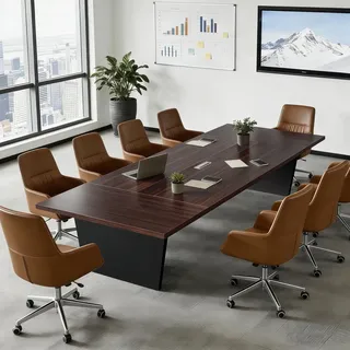 ZRBDDEF Konferenztisch Büro, Moderner Besprechungstisch Groß, Stabiler Meetingtisch mit 2,5 cm Tischplatte, Schreibtisch für Konferenzraum, Büro, Schulung und Teamarbeit