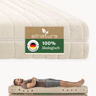 allnatura Naturlatex-Matratze Supra-Comfort - Orthopädische Matratze 90x200 cm, Medium (H3), Höhe: 16 cm - 7-Zonen-Stützsystem - In Deutschland hergestellt mit 100% Naturkautschuk - Bezug Hygiene