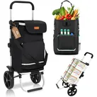 Sekey Stabiler Klappbarer Einkaufstrolley mit Spanngurt, Faltbarer Einkaufswagen inkl. Kühlfach & Getränkefach, 3-in-1 Trolley, Sackkarre & Umhängetasche, Ideal für Camping und Einkäufe, Schwarz