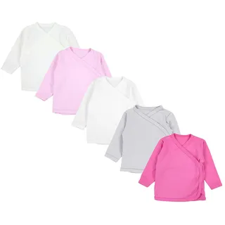 TupTam Baby Langarm Wickelshirt 5er Set aus Oeko-TEX zertifizierten Stoffen Unisex, Farbe: Mädchen, Größe: 68 - 68
