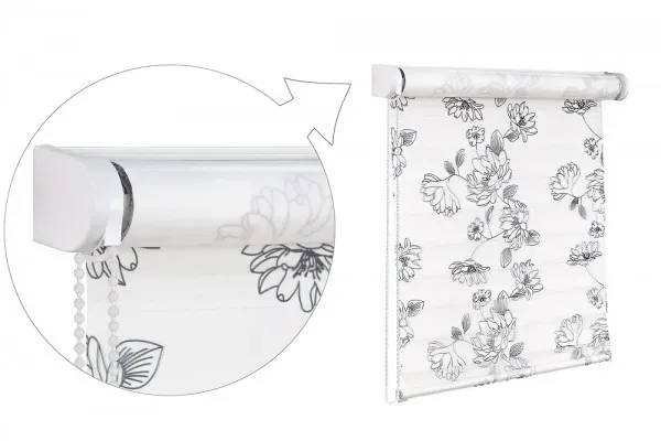 3D Fensterrollo - Neuheit - 40x150 cm Blumen Doppelrollo