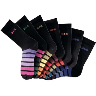 H.I.S. H.I.S Freizeitsocken, (Packung, 7 Paar), mit buntem Ringelmuster schwarz