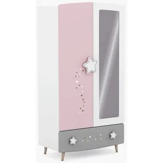 habeig Kleiderschrank Himmelssterne #441 rosa/weiß Mädchen Kinderzimmer