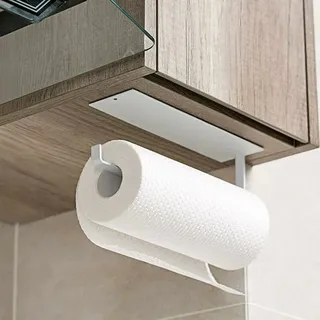 Küchenrollenhalter, Papierrollenhalter Küche Selbstklebende, Küchenrollenhalter Wand Ohne Bohren, Küchenrolle Halter Edelstahl Für Küchen Und Handtücher, Wand Und Schrankmontage, 25cm - Weiß