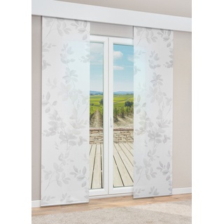 Lysel - Schiebegardine Aquarellzweige lichtdurchlässig mit Motiv in den Maßen 245 cm x 60 cm beige/beige-grau