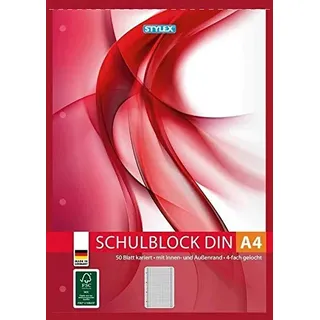 Schulblock Toppoint A4 kariert 50Blatt gelocht