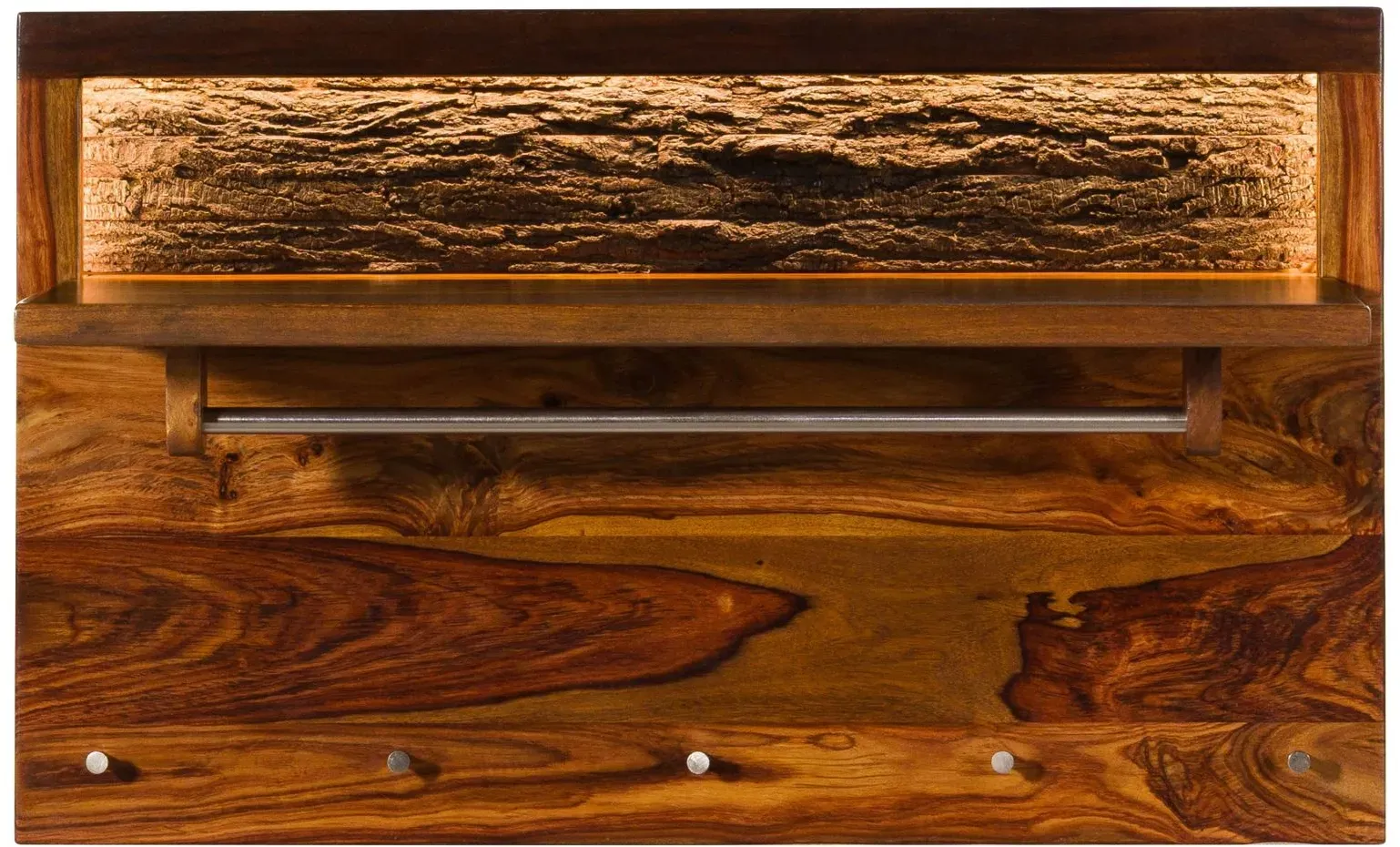 Wandgarderobe Sheesham 100x35x60 walnuss gewachst TORONTO LUX #276