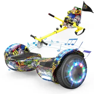 EVERCROSS TECH 6,5-Zoll-Hoverboard + Hoverkart | Mit Bluetooth und LED-Licht, App-fähiger selbstbalancierender Roller | Hoverboards für Kids und ...