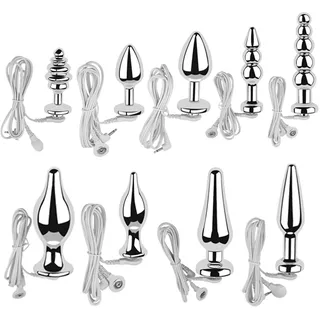 Hrekssi Elektro Shock Analplug zur Elektrostimulation Doppelpoliger Analdildo Elektrosex Perlen Stimulation Butt Plug Masturbator Prostata Stimulation SM Sexspielzeug für Frauen männer Paare(I)