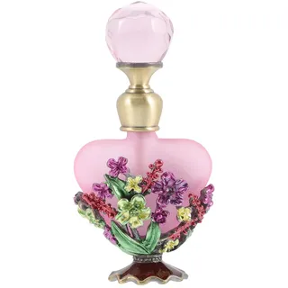 KICHOUSE Retro Parfümflasche 5ml aus Glas und Metall Dekorative Vintage Duftflasche für Heimdeko und Praktische Aufbewahrung Elegante Rosa Flakon