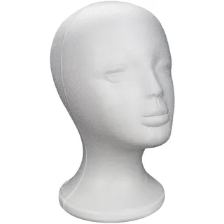 Furtryvl 2 Stück Mannequin Styropor Schaum Kopf Modell, Perücke Polystyrol Mannequin Mannequin Kopf Styropor Kopf Weiß Weiblich Display Kopf, Perückenkopf Mannequin Schaum Kopf Modell für Perücke Haar