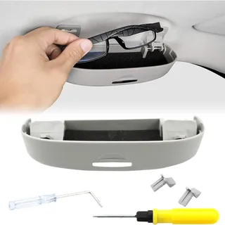 JJNIENUS Auto Brillenetui Sonnenbrillenhalter Für Skoda Superb III (3V) B8 2015-2020, Universal ABS Multifunktionale Brillenetui Sonnenblende Aufbewahrungsbox Innenraum Zubehör,C/Grey